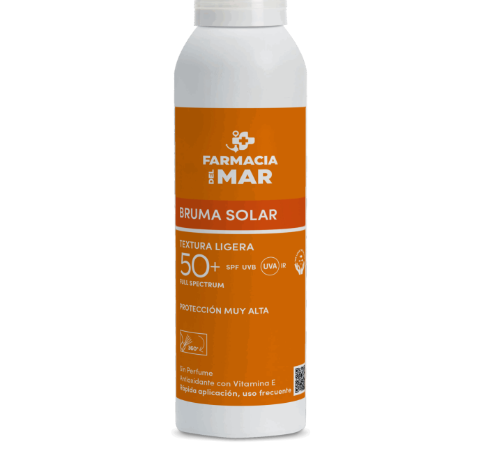 Spray solar ultraligero de alta protección y rápida absorción para el cuidado de niños y adultos.