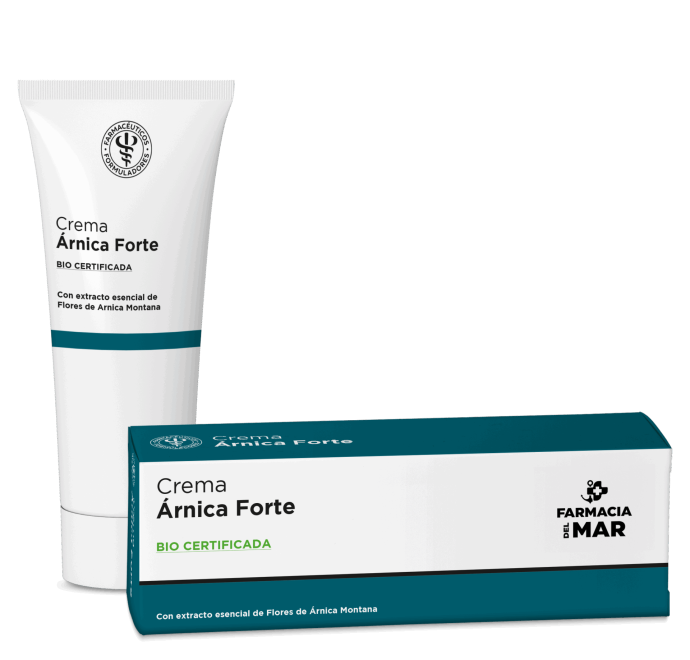 Crema corporal a base de árnica que alivia dolores musculares e inflamación.