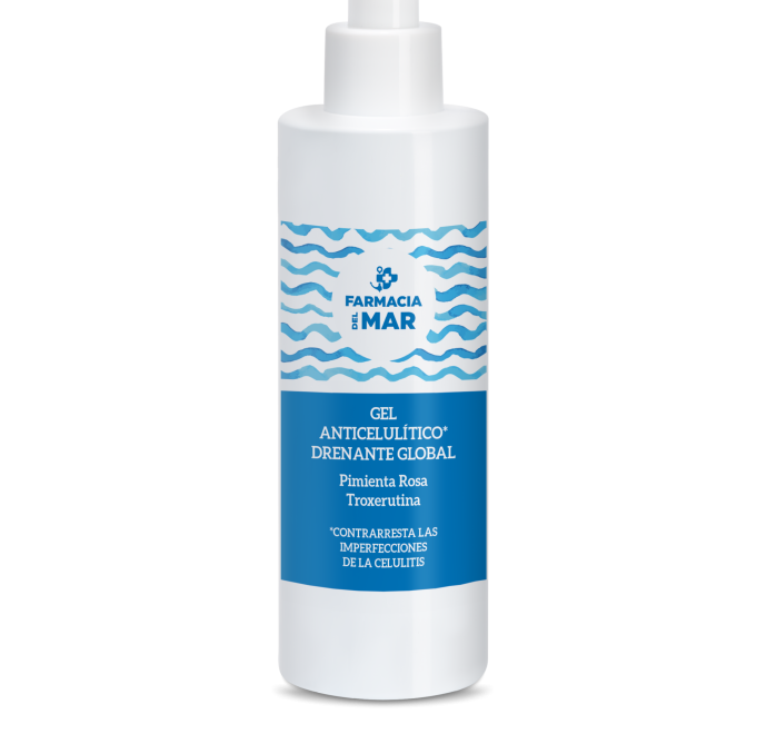 Gel corporal formulado con activos que favorecen el drenaje y reducen la flacidez de la piel combatiendo los signos de la celulitis